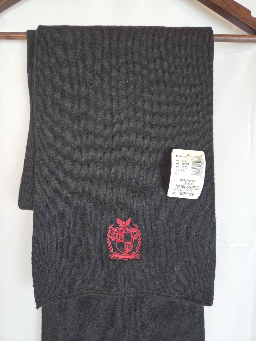 7' Scarf 1876 Crest Black Scarf..new.